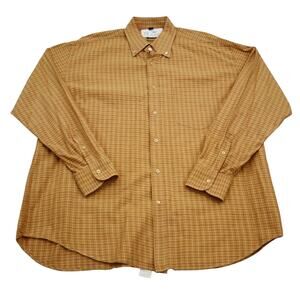 Jeff Rose Shirt Mens XL Yellow Gingham Long Sleeve Button Up Collared Casual Top